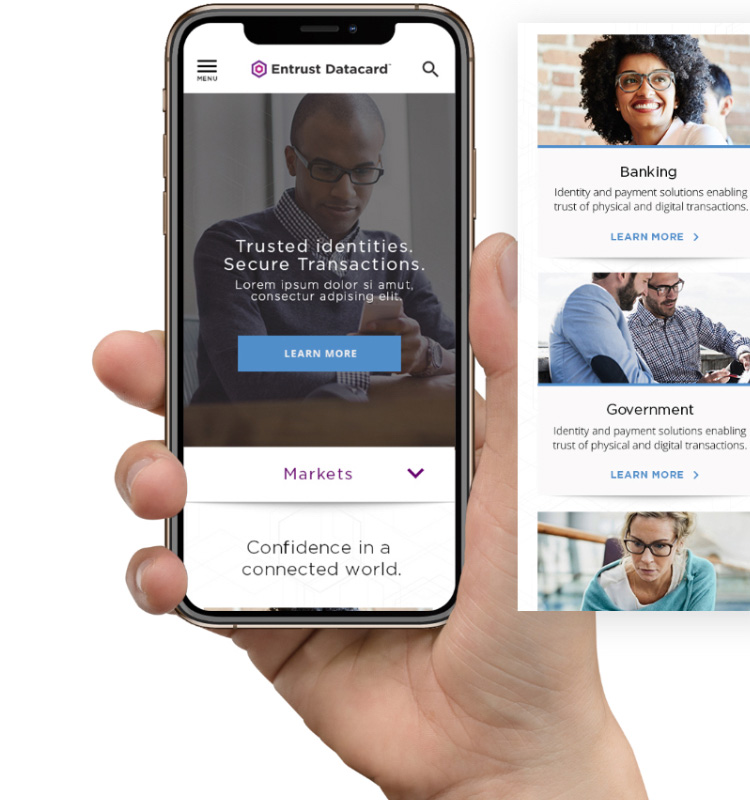 Entrust Datacard website on mobile device