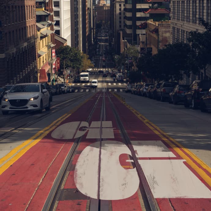 Golden Grizzlies painted on street