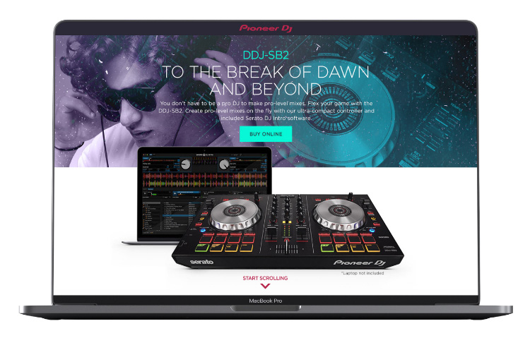 Pioneer DJ landing page on laptop